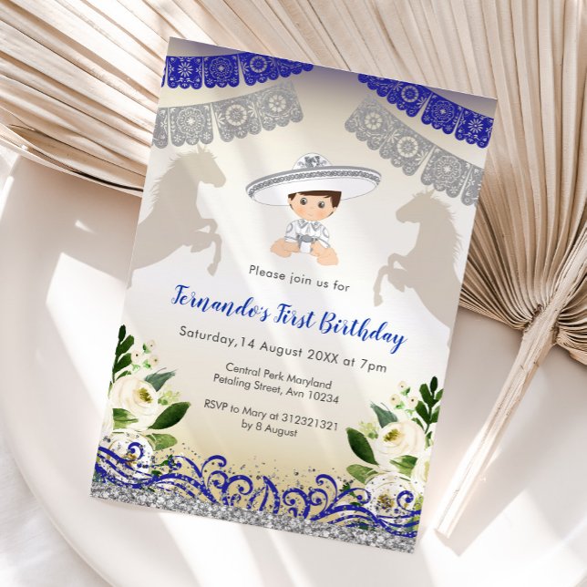 Convite para primeiro aniversario Marinho Azul Pra (Criador carregado)