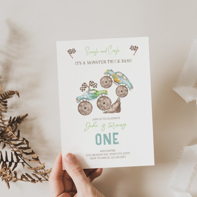Convite para primeiro aniversario Monster Truck Ba (Criador carregado)