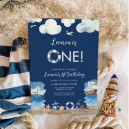Convite para primeiro aniversario náutico marinho