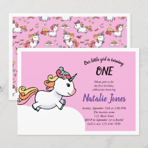 Convite para primeiro aniversario pastel unicórni