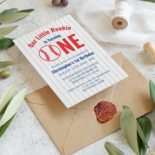 Convite para primeiro aniversario Rookie Baseball (Criador carregado)