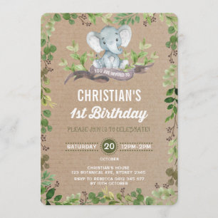 Convite para primeiro aniversario Rustic Greenery