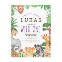 Convite para primeiro aniversario Safari Selva