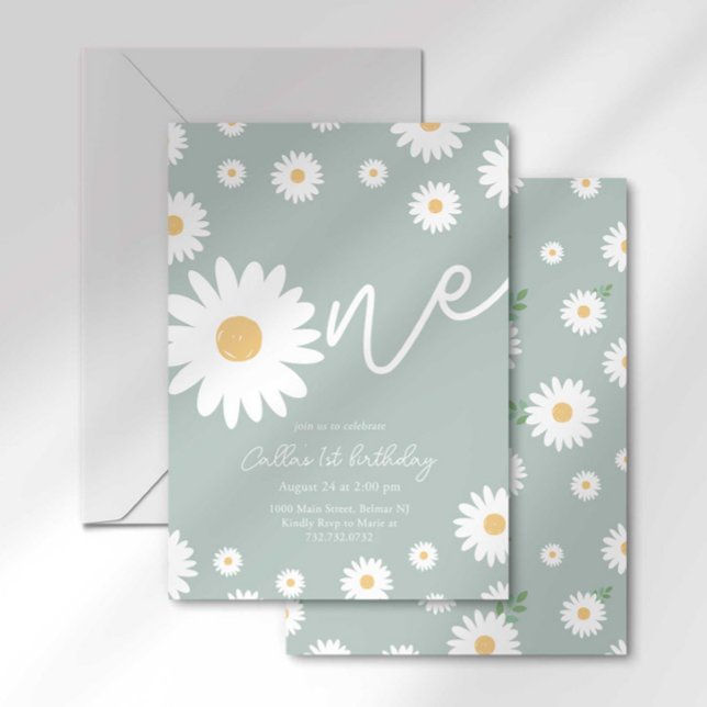Convite para primeiro aniversario Sage Daisy (Criador carregado)