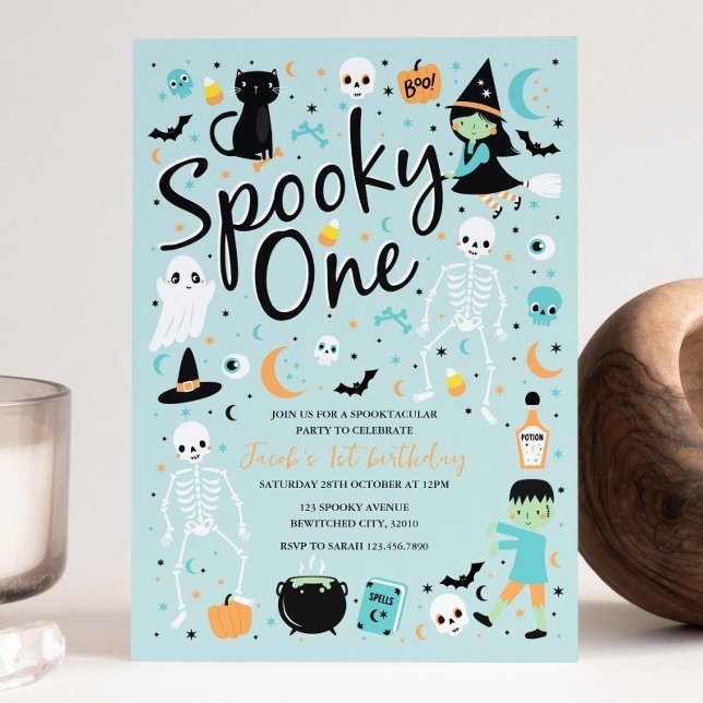 Convite para primeiro aniversario Spooky One Hallo (Criador carregado)