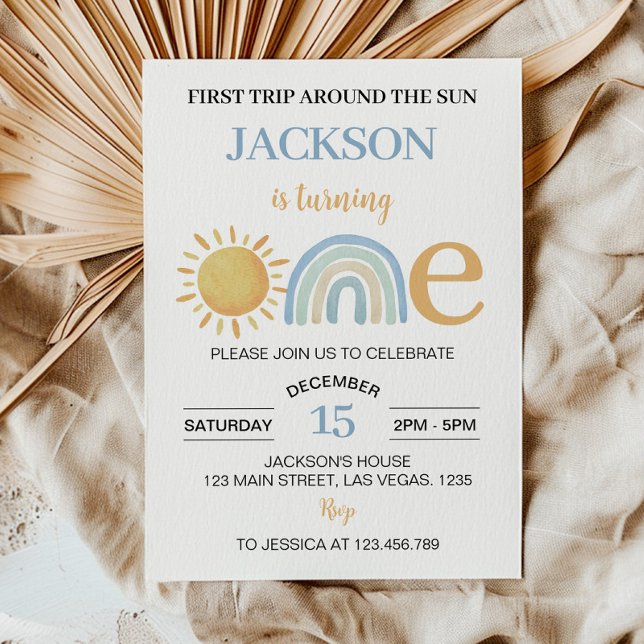 Convite para primeiro aniversario Sunshine Rainbow (Criador carregado)