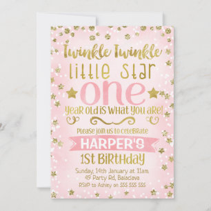 Convite para primeiro aniversario Twinkle Twinkle 