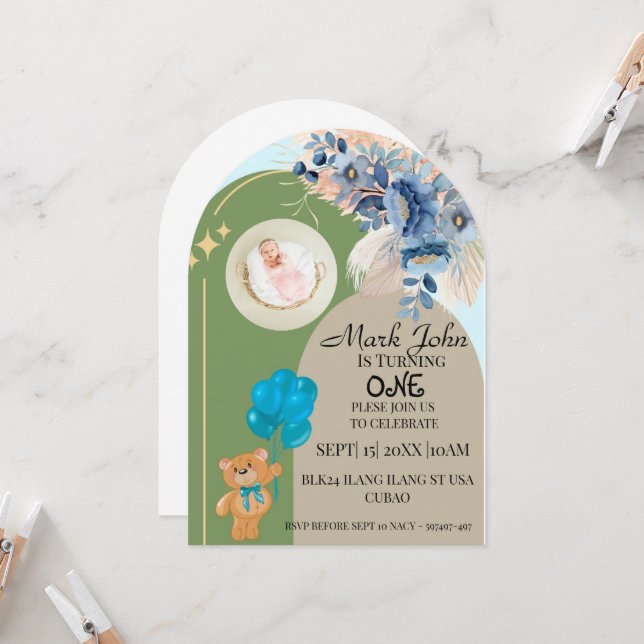 Convite para primeiros aniversarios (Frente/Verso In Situ)