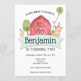 Convite para primeiros aniversarios Boys Barnyard