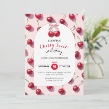 Convite para primeiros aniversarios Cherry Sweet