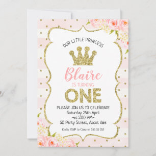 Convite para primeiros aniversarios da Princesa Cr
