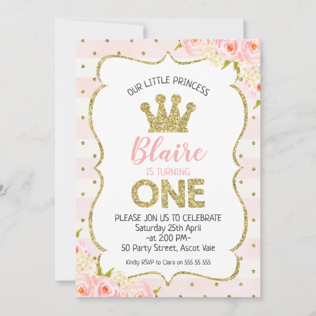 Convite para primeiros aniversarios da Princesa Cr (Frente)