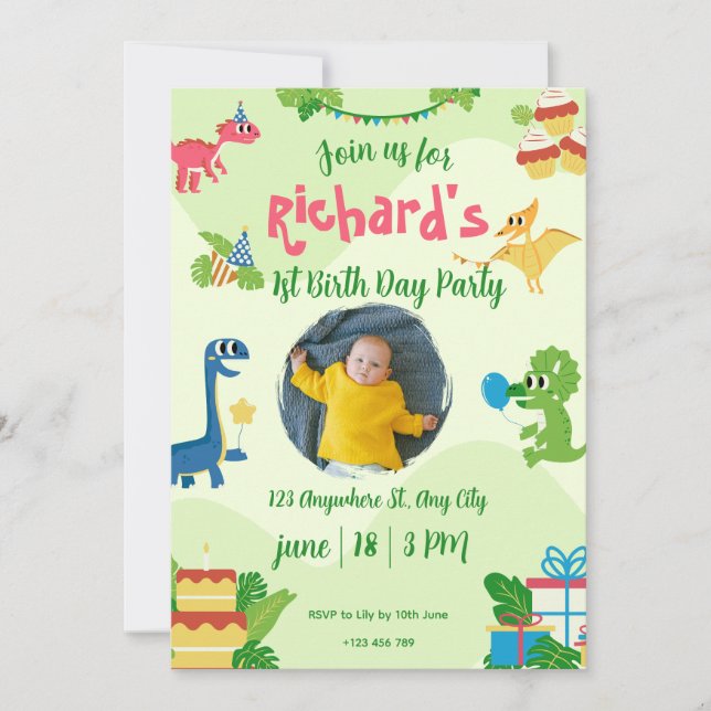 Convite Para primeiros aniversarios De Animais Da  (Frente)