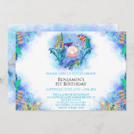 Convite para primeiros aniversarios de animais mar