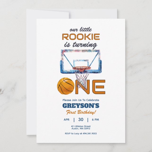 Convite para primeiros aniversarios de Basball Roo (Frente)