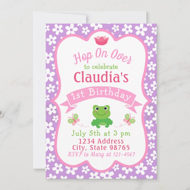 Convite para primeiros aniversarios de Sapos (Frente)