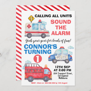 Convite para primeiros aniversarios de transporte 