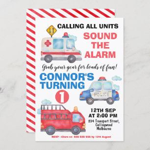 Convite para primeiros aniversarios de transporte 