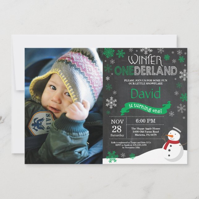 Convite para primeiros aniversarios de Winter Oned (Frente)
