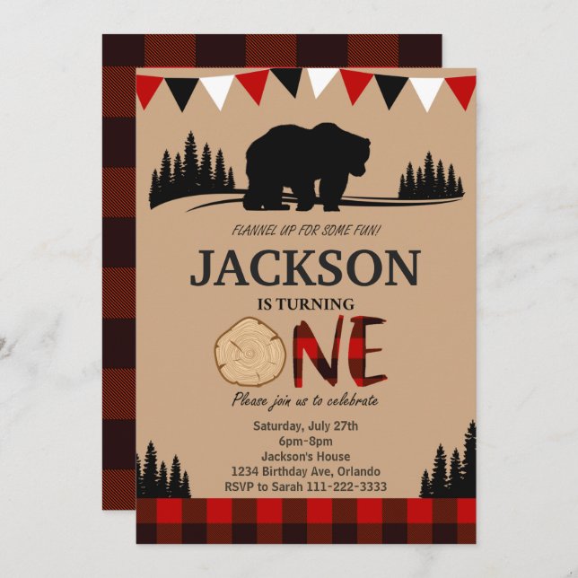 Convite para primeiros aniversarios Russos do Urso (Frente/Verso)