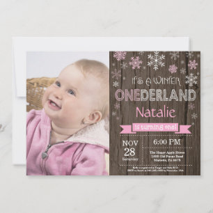 Convite para primeiros aniversarios Rustic Winter 