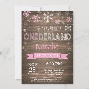 Convite para primeiros aniversarios Rustic Winter