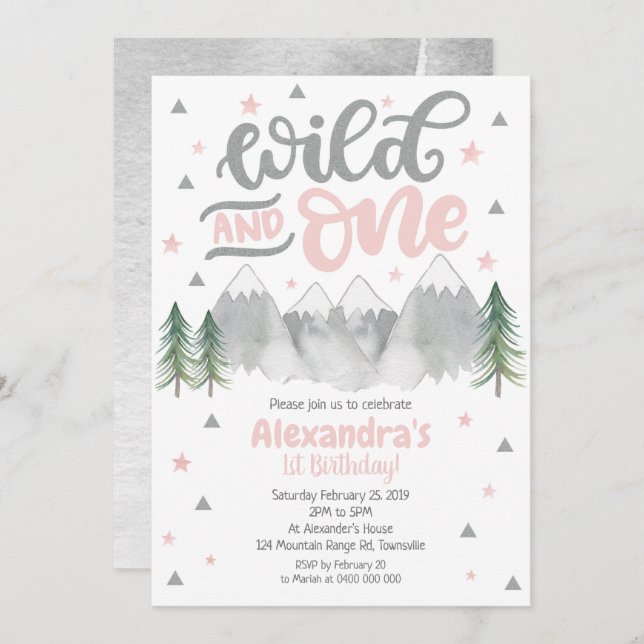Convite para primeiros aniversarios Selvagem (Frente/Verso)