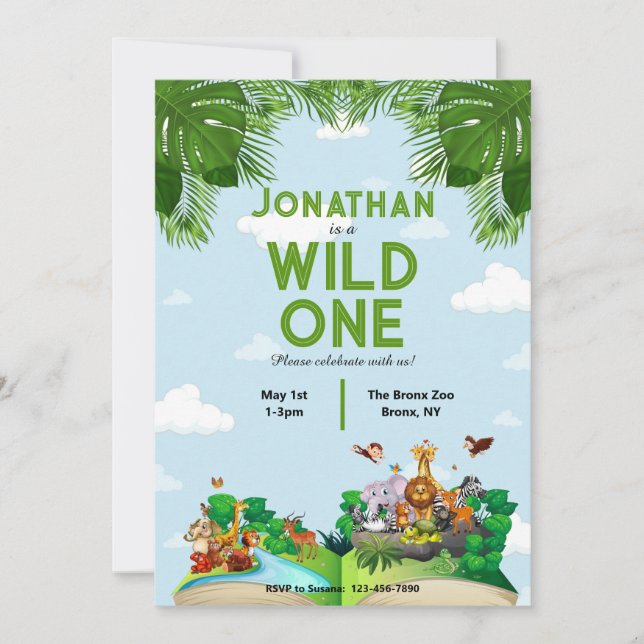 Convite para primeiros aniversarios Selvagens Safa (Frente)