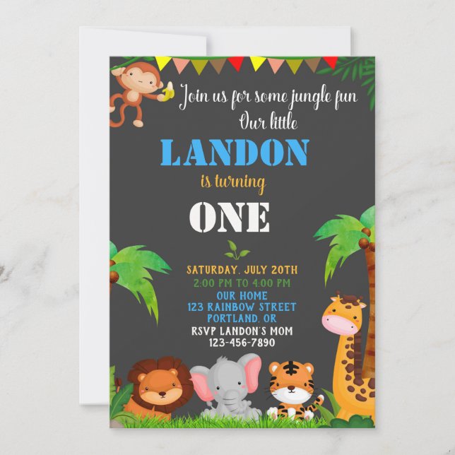 Convite para primeiros aniversarios Selvagens Um c (Frente)