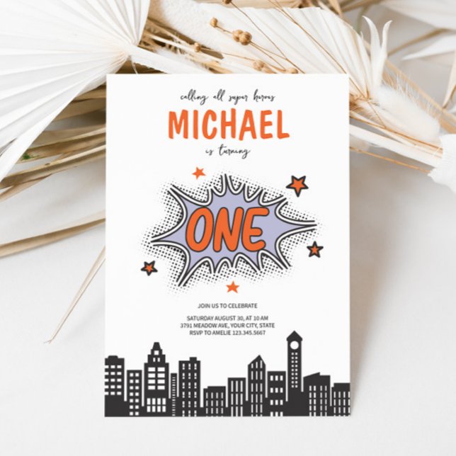 Convite para primeiros aniversarios Super Herói do (Criador carregado)