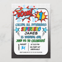 Convite para primeiros aniversarios Super-Heróis
