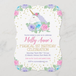 Convite para primeiros aniversarios Unicórnio a Ro