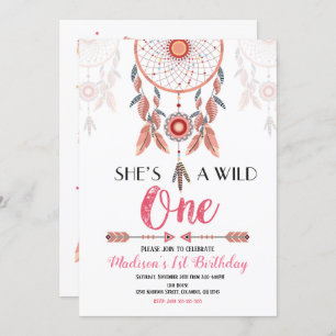 Convite para primeiros aniversarios Wild One Catch