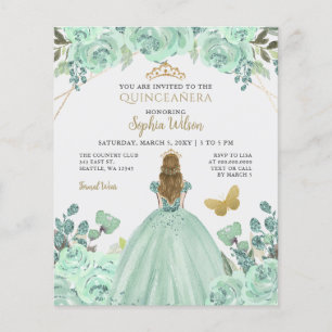 Convite para Princesa Quinceañera, Dourada de Casa