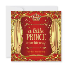 Convite para Príncipe Chá de fraldas Red Dourado