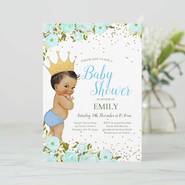 Convite para Príncipe Editável (Em pé/Frente)