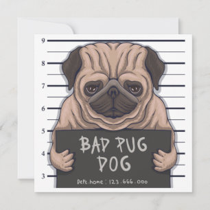 Convite para Pug Cute