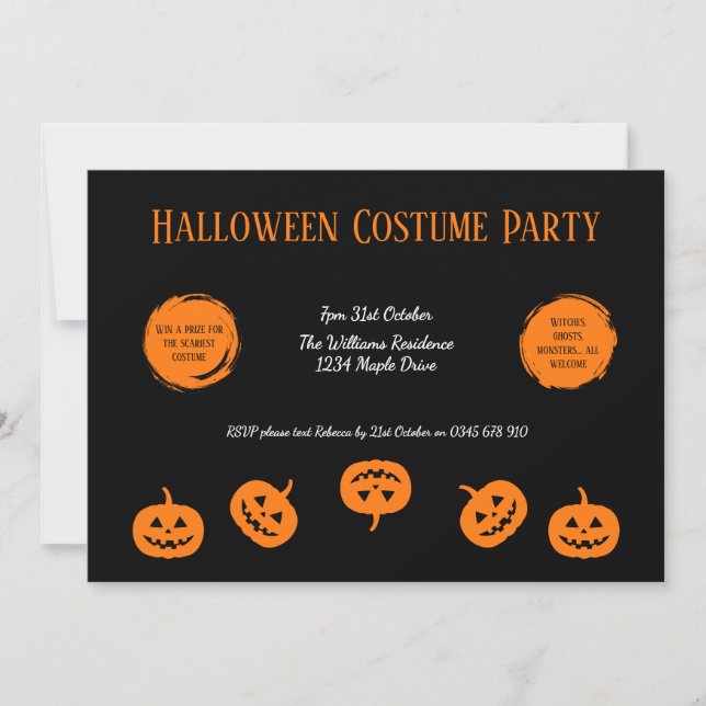 Convite para Pumpkin, Festa de Figuras de Hallowee (Frente)