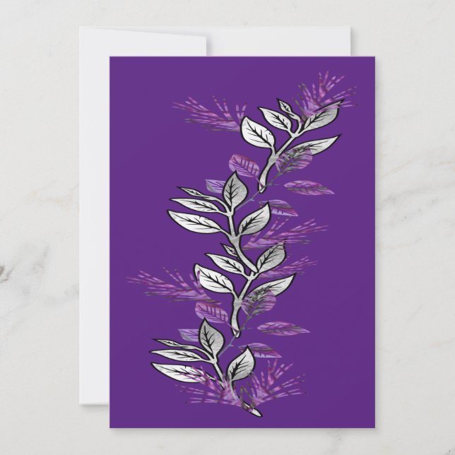 Convite para Púrpura e Prata Sprig (Frente)