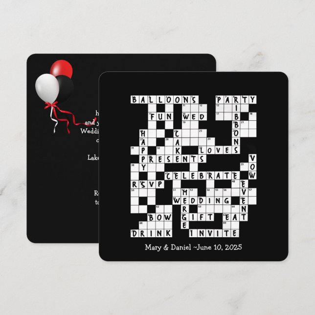 convite para quebra-cabeça de palavras cruzadas de (Frente/Verso)