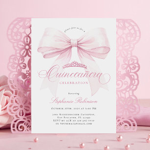 Convite para Quinceañera, Arco Rosa Elegante