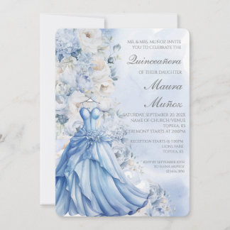 Convite para quinceañera azul claro