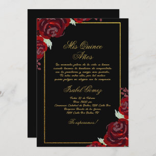 Convite para Quinceanera Black Burgundy