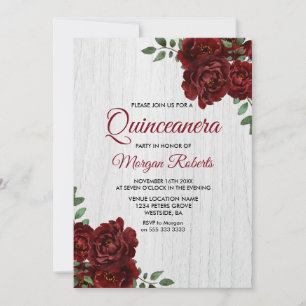 Convite para Quinceanera Branca Rústica da Rosa ve