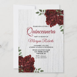 Convite para Quinceanera Branca Rústica da Rosa ve