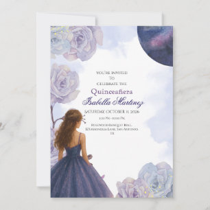 Convite para Quinceañera, Cor de Água Púrpura Edit