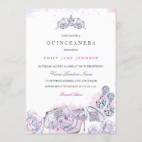 Convite para Quinceanera Cristal Elegante Azul Ros