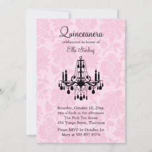 Convite para Quinceanera, Damasco Rosa