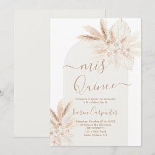 Convite para quinceanera floral seca em boho
