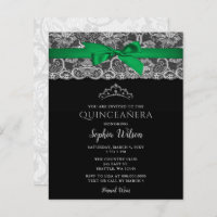 Convite para Quinceañera, Lace Verde de Fita
